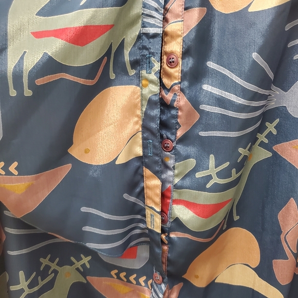 Vintage Art Deco Dress Tribal Print w/ Pockets & Pussybow Neckline - Picture 12 of 16